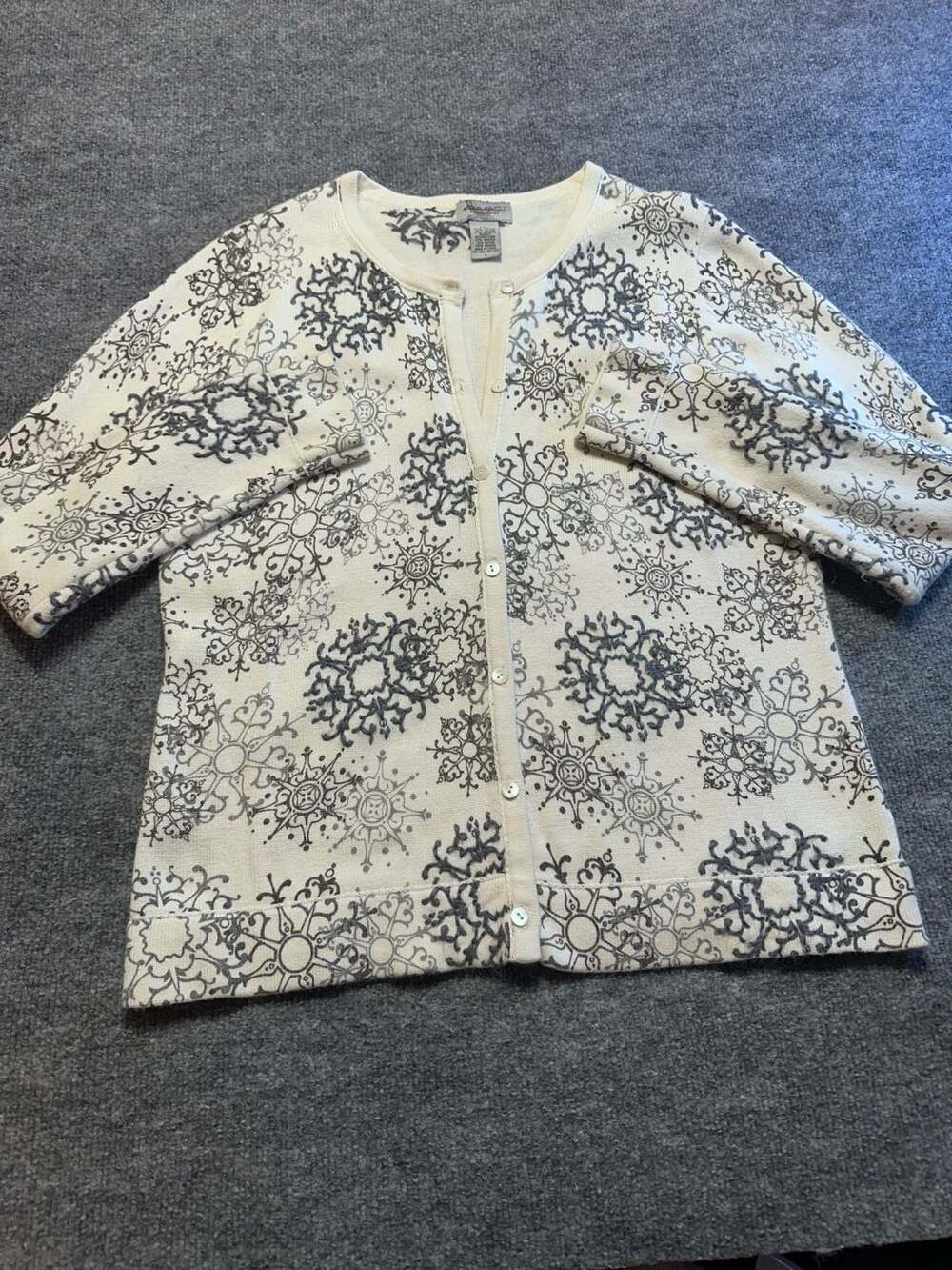 Eddie Bauer Collectibles Snowflake Angora Mohair Blend Cardigan Sweater Size L